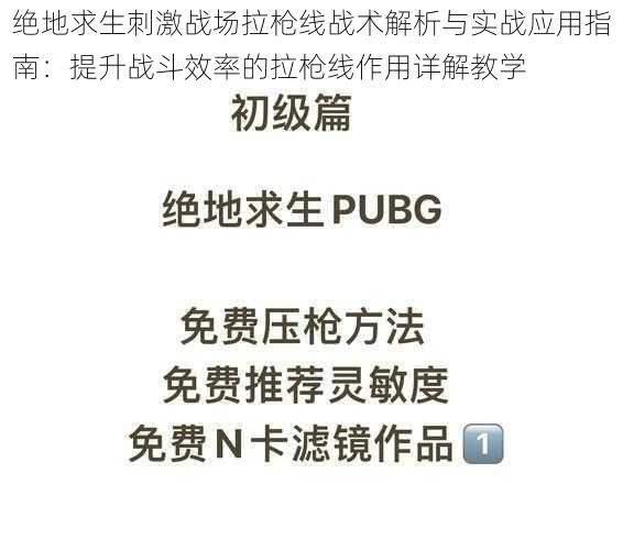 绝地求生刺激战场拉枪线战术解析与实战应用指南：提升战斗效率的拉枪线作用详解教学