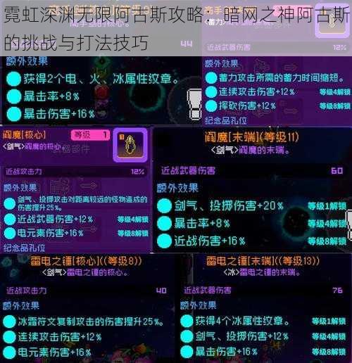 霓虹深渊无限阿古斯攻略：暗网之神阿古斯的挑战与打法技巧