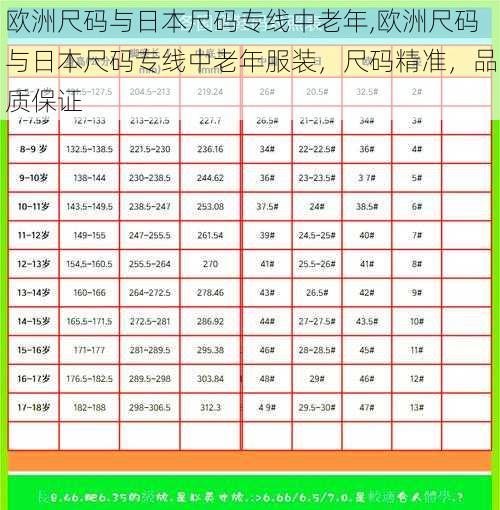 欧洲尺码与日本尺码专线中老年,欧洲尺码与日本尺码专线中老年服装，尺码精准，品质保证