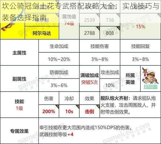 坎公骑冠剑土花专武搭配攻略大全：实战技巧与装备选择指南