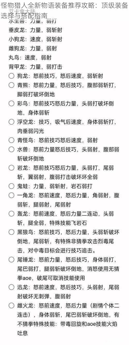 怪物猎人全新物语装备推荐攻略：顶级装备选择与搭配指南