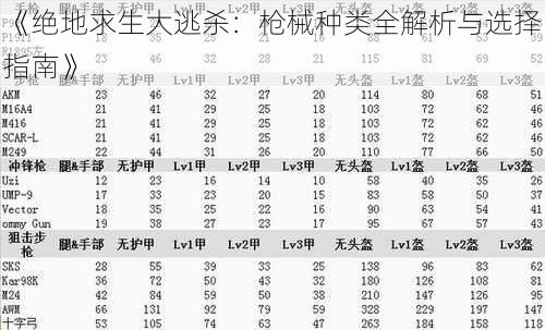 《绝地求生大逃杀：枪械种类全解析与选择指南》