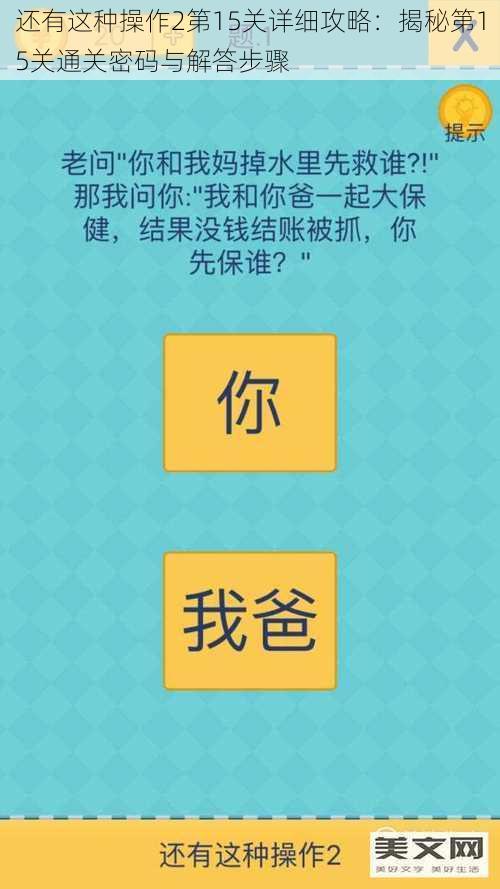 还有这种操作2第15关详细攻略：揭秘第15关通关密码与解答步骤